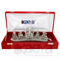 OkaeYa Silver Plated Musical Ganesha God Idols With Velvet Box